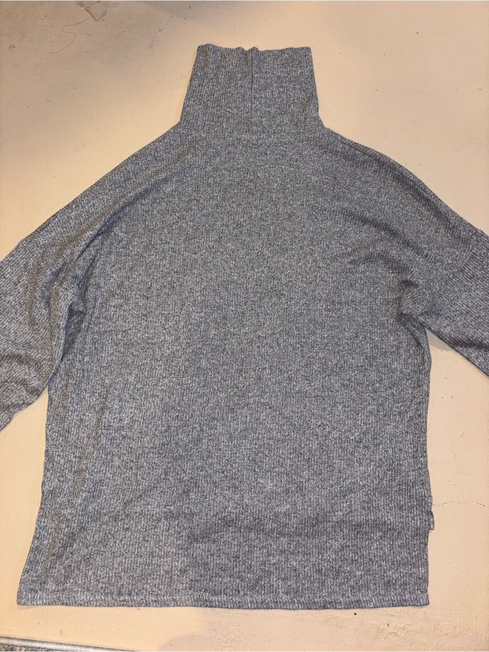 Women’s Gray Turtleneck Sweater - Classic Rib Knit - 2 Hearts